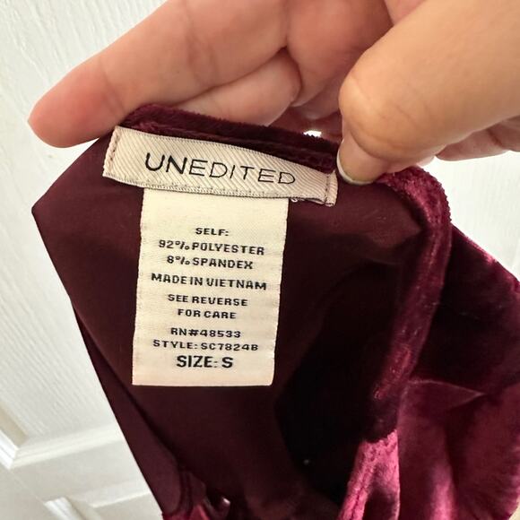 🍷Unedited dark red burgundy, body con long sleeve mini dress size small - Picture 3 of 4
